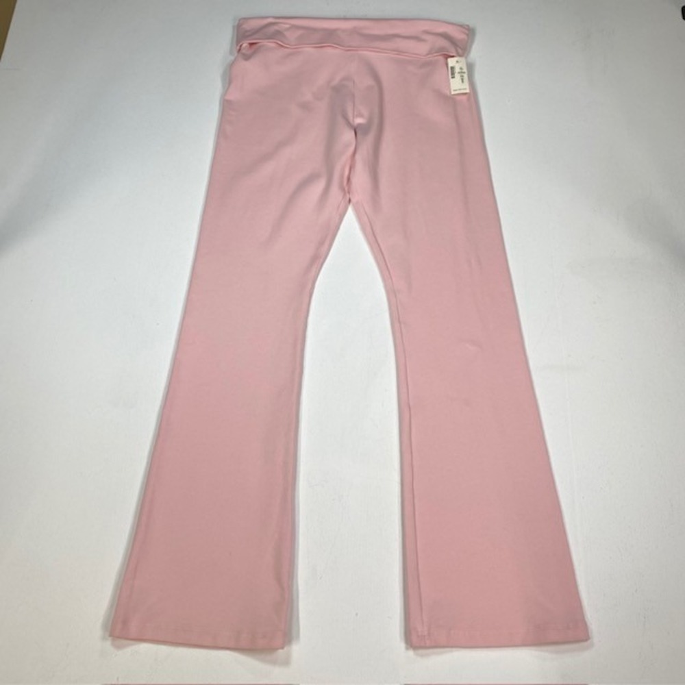 Aeropostale Aero Pink Foldover Flare Leggings Mid Rise Yoga Pants Womens Large L